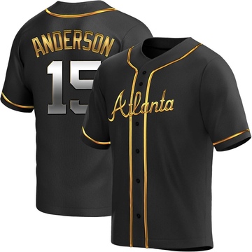 Replica Brian Anderson Youth Atlanta Braves Black Golden Alternate Jersey