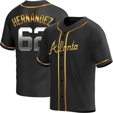 Replica Daysbel Hernandez Youth Atlanta Braves Black Golden Alternate Jersey