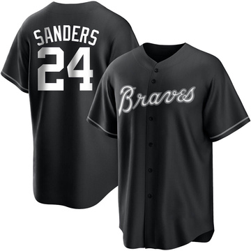 Replica Deion Sanders Men's Atlanta Braves White Black/ Jersey