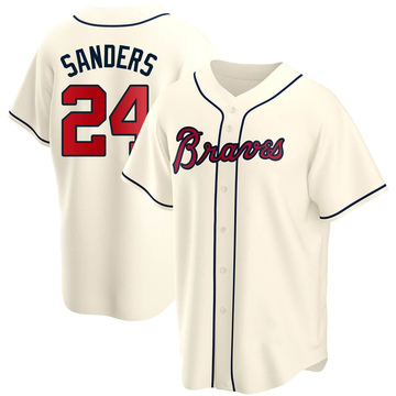 Replica Deion Sanders Youth Atlanta Braves Cream Alternate Jersey