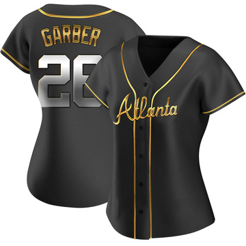 Replica Gene Garber Women's Atlanta Braves Black Golden Alternate Jersey