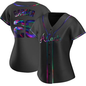 Replica Gene Garber Women's Atlanta Braves Black Holographic Alternate Jersey