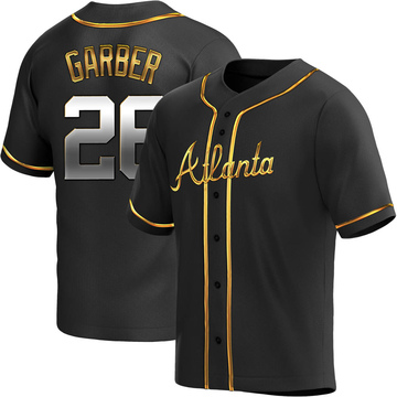 Replica Gene Garber Youth Atlanta Braves Black Golden Alternate Jersey