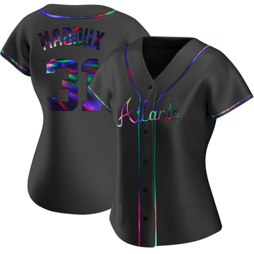 Replica Greg Maddux Women's Atlanta Braves Black Holographic Alternate Jersey