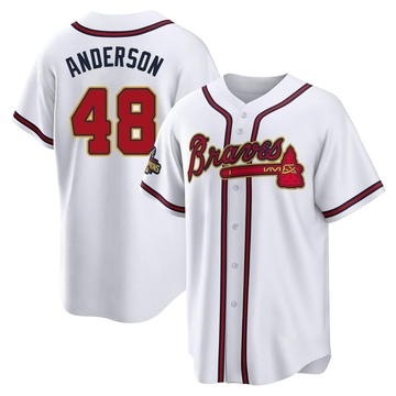 Replica Ian Anderson Youth Atlanta Braves Gold White 2022 Program Jersey