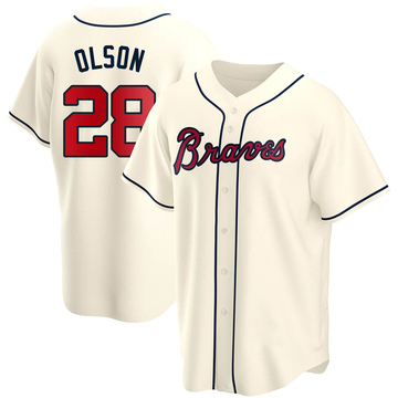 Nike Youth Atlanta Braves Matt Olson #28 Navy Cool Base Jersey