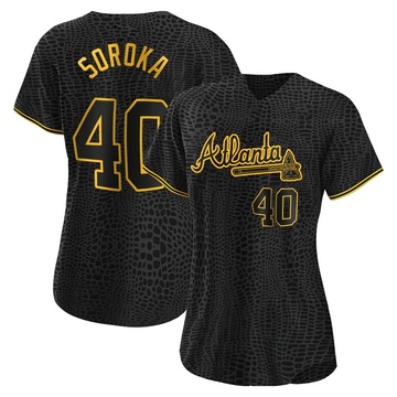 Atlanta Braves #40 Mike Soroka Mlb Golden Brandedition Black Jersey Gift  For Braves Fans - Bluefink