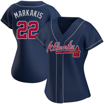 Nick Markakis Atlanta Braves Women's Navy Roster Name & Number T