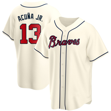 Ronald Acuna Jr. Atlanta Braves Los Bravos Jersey Red - All Stitched - Vgear